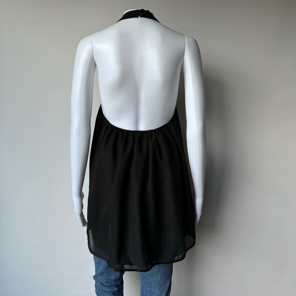 Julie Brown Sleeveless Ruffle Halter Top Black - Picture 5 of 11